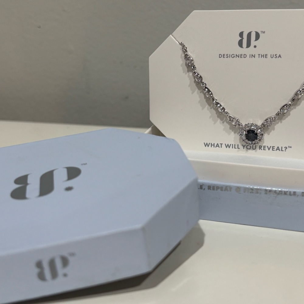 Silver Necklace with Black Ice Crystal by BP
